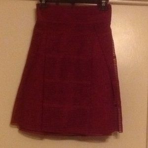 Burgundy knee skirt